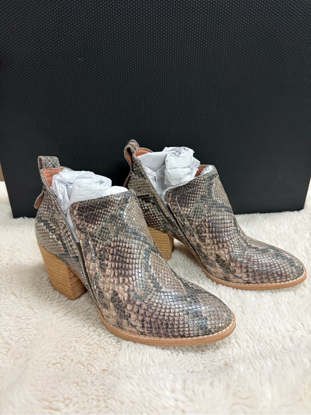 Jeffrey Campbell Rowlan Taupe Snake Multi Bootie